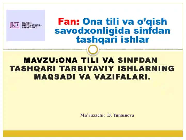 Onatiliva o’qish savodxonligida sinfdan tashqaritarbiyaviy ishlar