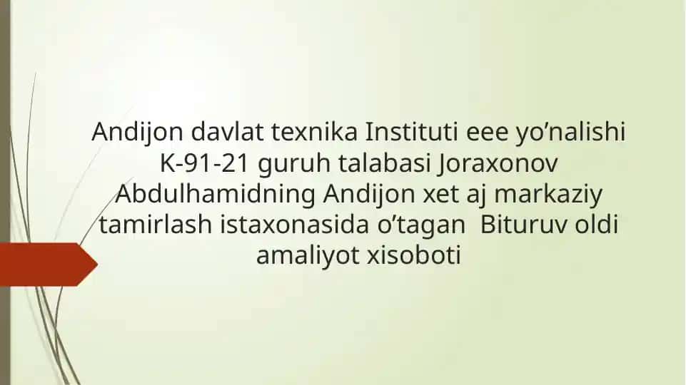 Andijon XET AJ Markaziy Tamirlash Ustaxonasi
