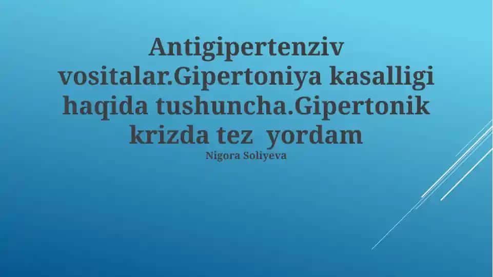 Antigipertenziv vositalar