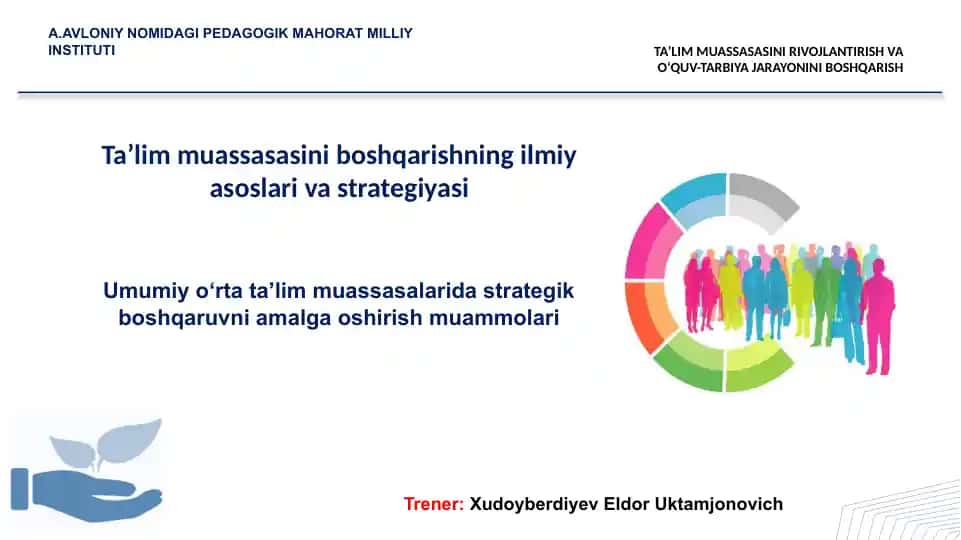 Ta'lim muassasasini boshqarishning ilmiy asoslari va strategiyasi