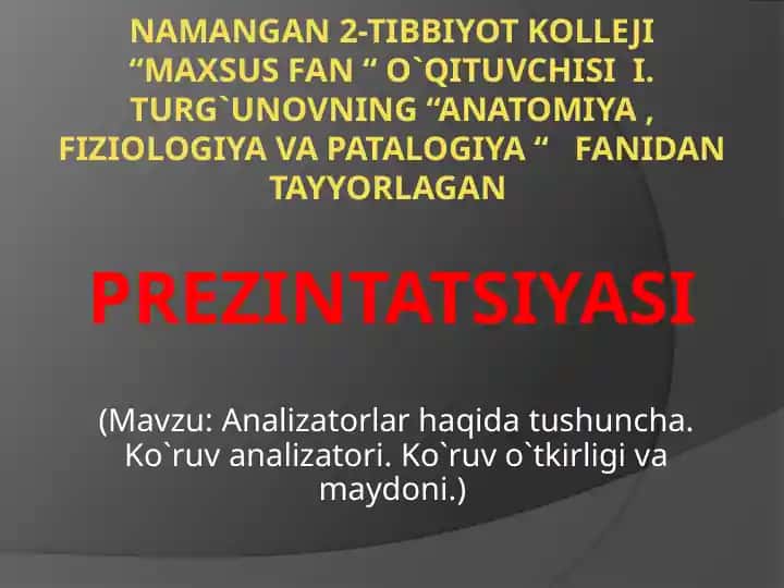 Analizatorlar haqida tushuncha