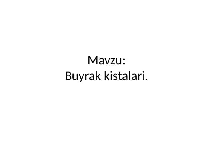 Buyrak kistalari