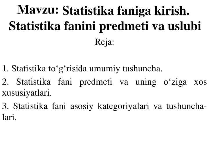 Statistika faniga kirish