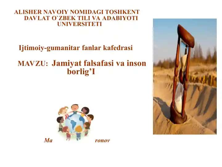 Jamiyatfalsafasi va inson borlig’I