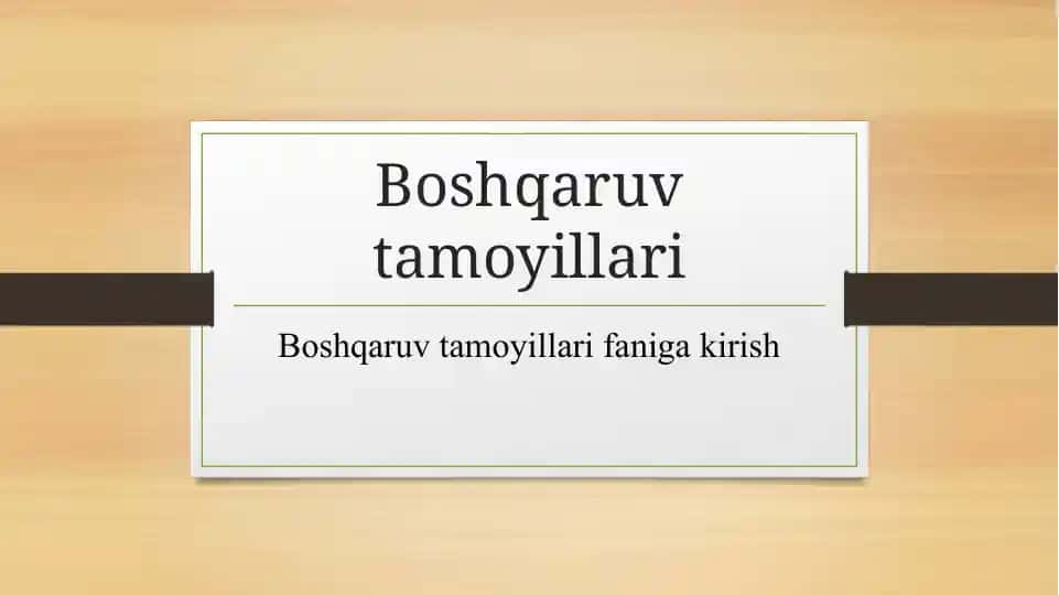 Boshqaruv tamoyillari