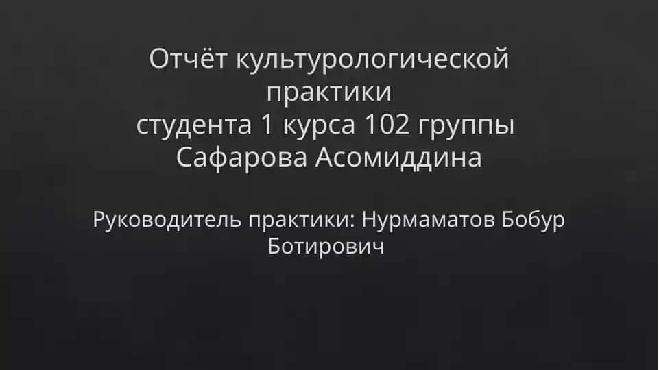 Отчёт культурологической практики
