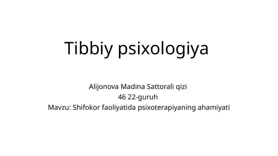 Tibbiy psixologiya