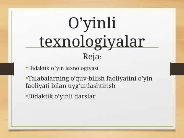 O’yinli texnologiyalar