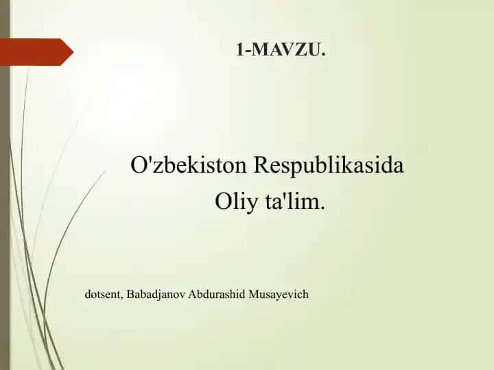 O'zbekiston Respublikasida oliy ta'lim