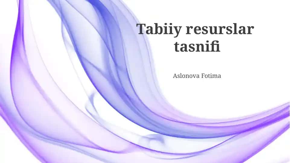 Tabiiy resurslar tasnifi