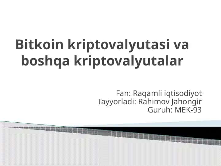 Bitkoin kriptovalyutasi va boshqa kriptovalyutalar
