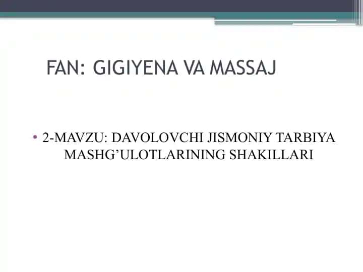 DAVOLOVCHI JISMONIY TARBIYA MASHG’ULOTLARINING SHAKILLARI