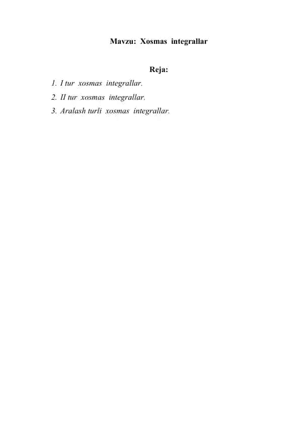 Xosmas integrallar