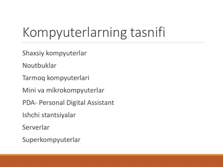 Kompyuterlarning tasnifi