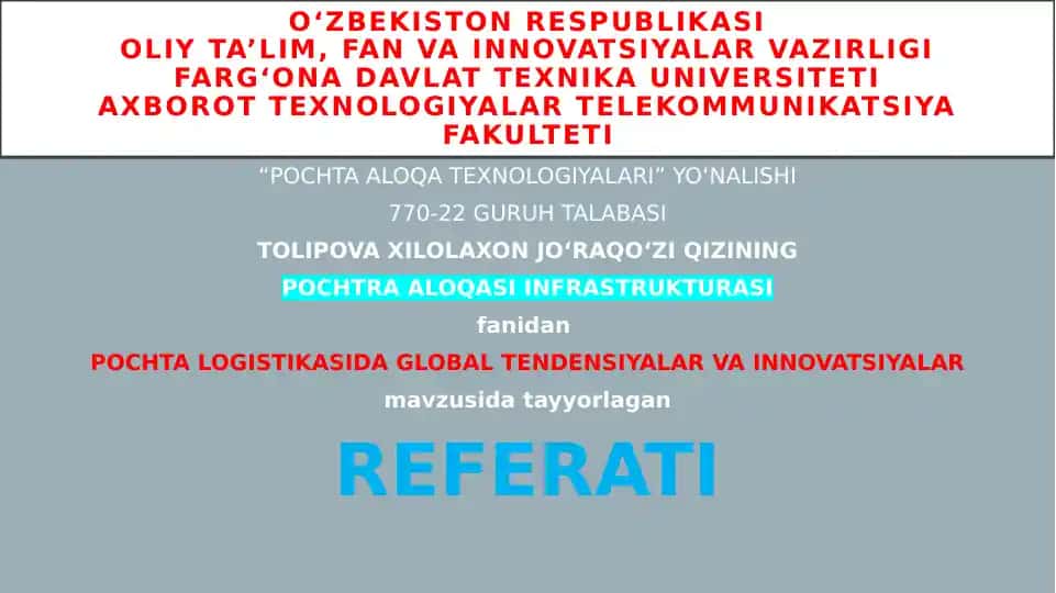 POCHTA LOGISTIKASI