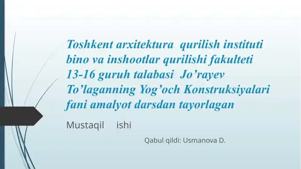 Yelimlangan yog’och fermalari hisobi