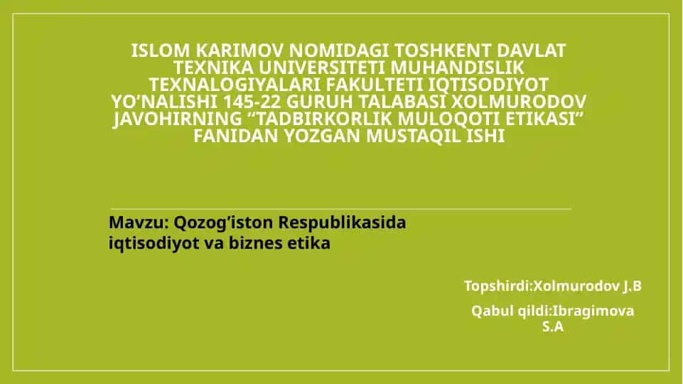 Tadbirkorlik muloqot etikasi