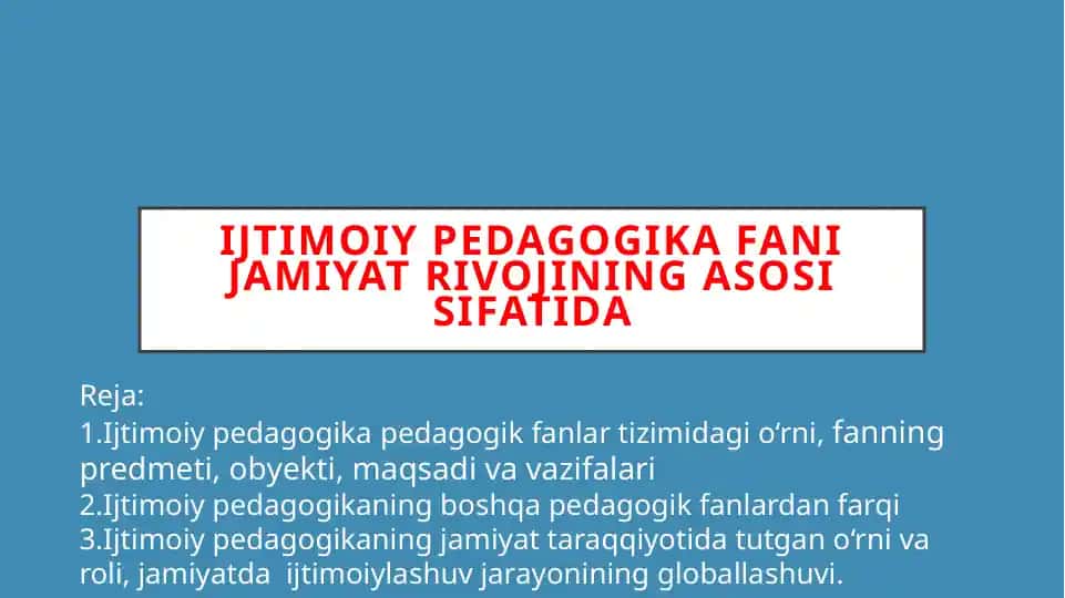 Ijtimoiy pedagogika