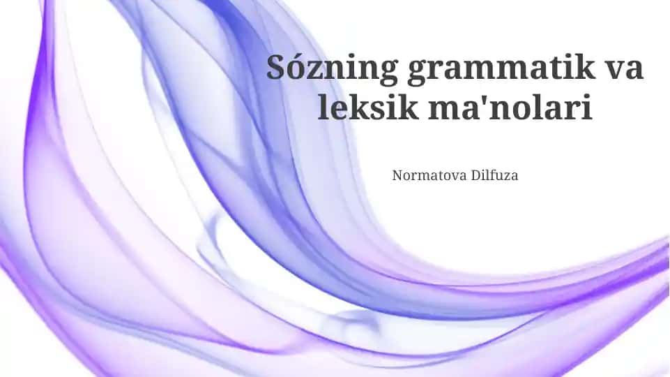 So'zning grammatik va leksik ma'nolari