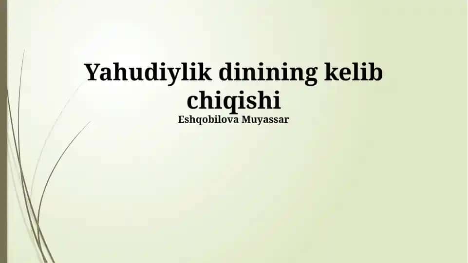 Yahudiylik dinining kelib chiqishi