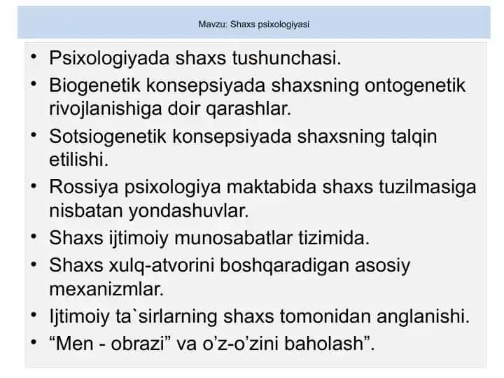 Shaxs psixologiyasi