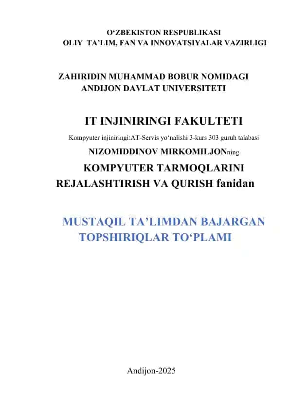 Kompyuterda Protokollar va Tarmoqlar