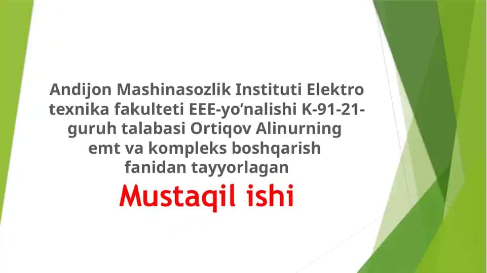 Asinxron motorning tarmoq chastotasini o‘zgartirib tezligini rostlash