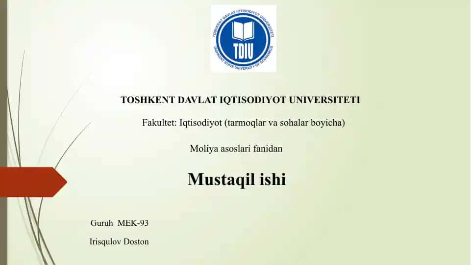 Byudjet va Moliya Asoslari