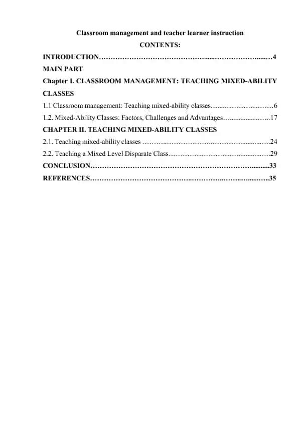 Classroom management and teacher learner instruction