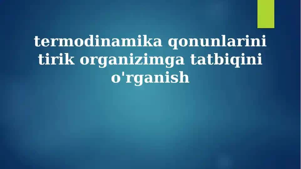 Energetika va Metabolizm