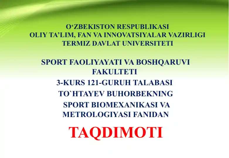 Sport biomexanikasi va metrologiyasi