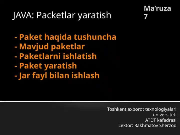 JAVA Paketlari Yaratish