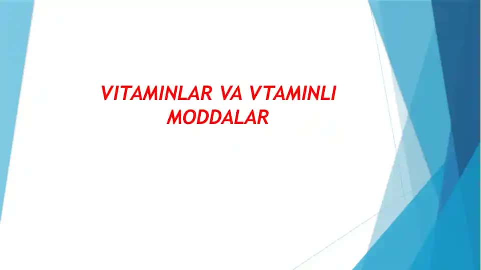 Vitaminlar va Vitaminli Moddalar