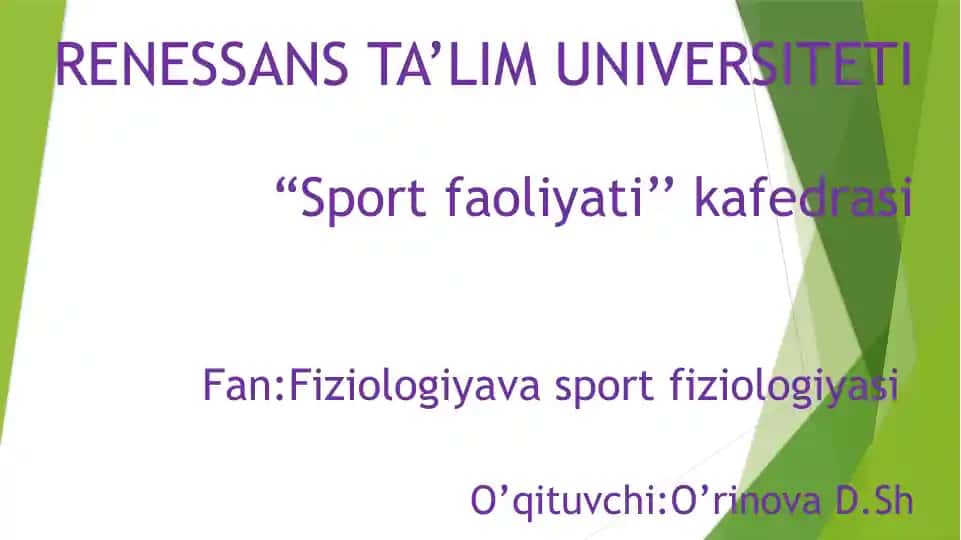 Fiziologiya va sportfiziologiyasi
