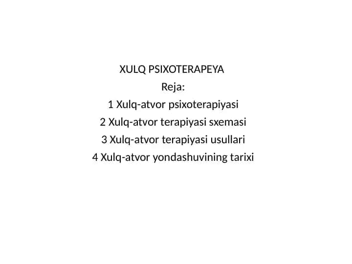 Xulq-atvor psixoterapiyasi