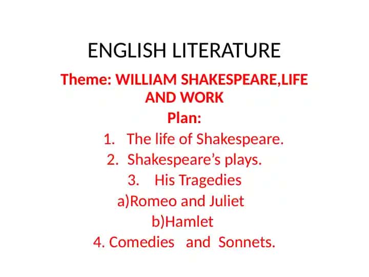 William Shakespeare, Life and Work
