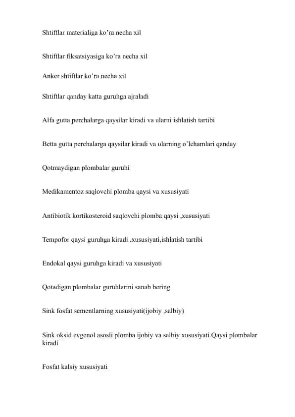 Stomatologik plombalar