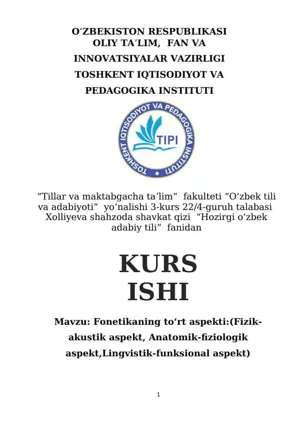 Fonetikaning toʻrt aspekti