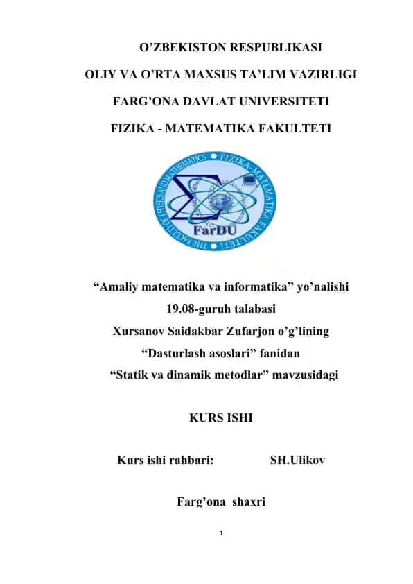 Statik va dinamik metodlar