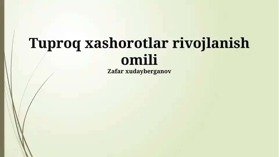 Tuproq xashorotlar rivojlanish omili