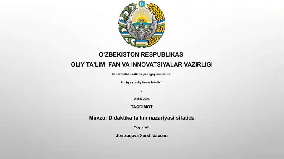 Didaktika ta'lim nazariyasi sifatida