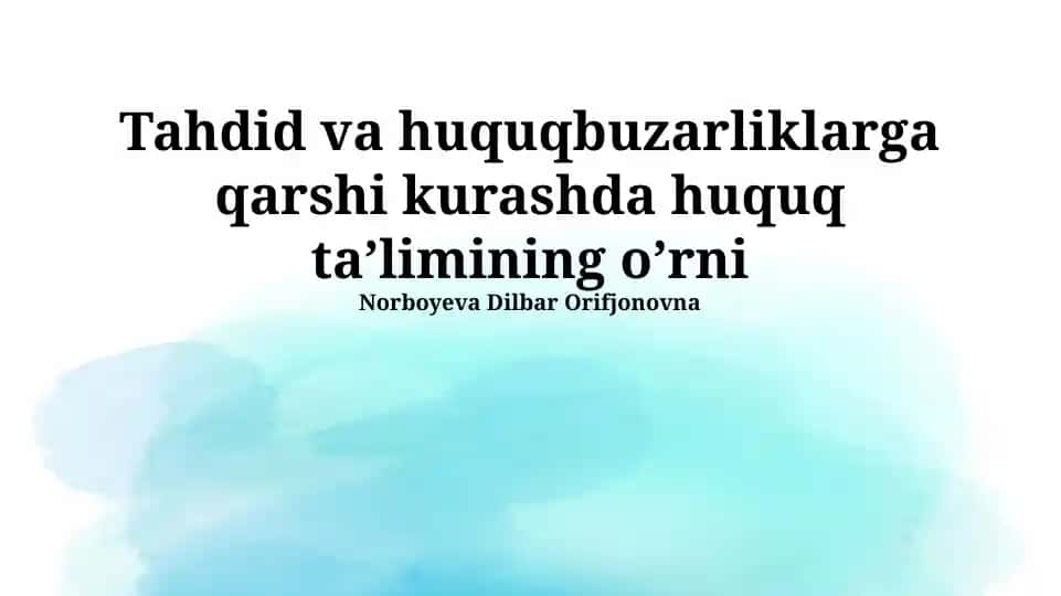 Huquqiy ta'lim va jamoatchilik bilan ishlash