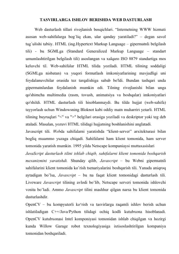Web dasturlash tilari