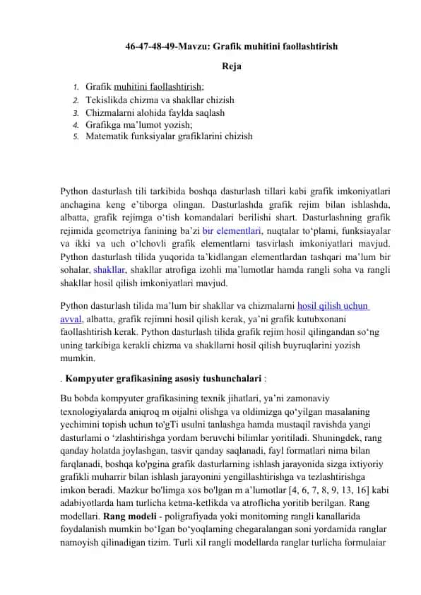 Grafik muhitini faollashtirish