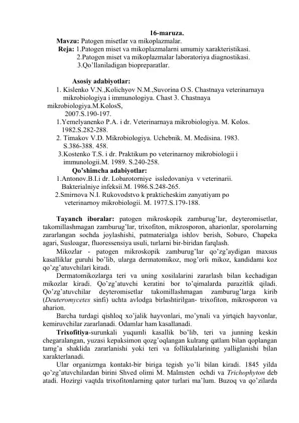 Patogen misetlar va mikoplazmalar