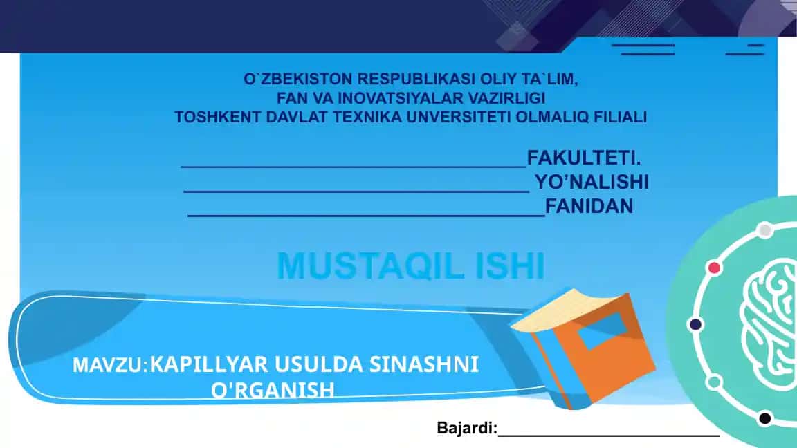 Kapillyar usulda sinashni o'rganish