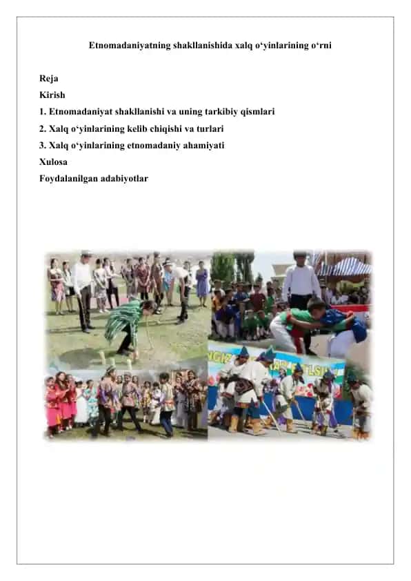 Xalq O'yinlarining Etikogiya Ahamiyati