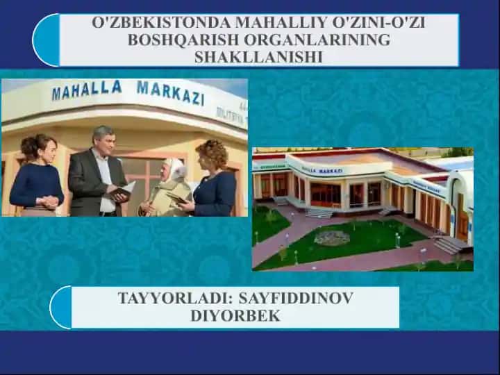 O‘zbekistonda Demokratik Jamiyat Shakllanishida Mahalla va Fuqarolarning O‘zini-O‘zi Boshqarish Organlari