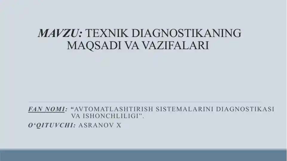 TEXNIK DIAGNOSTIKA