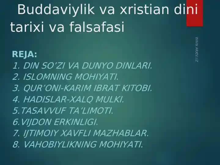 Buddaviylik va xristian dini tarixi va falsafasi